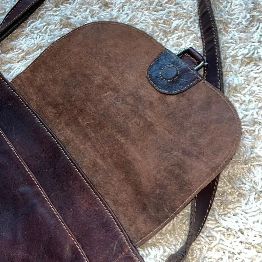 JACK GEORGES Brandy Embossed Flap Leather Crossbody Purse Bag